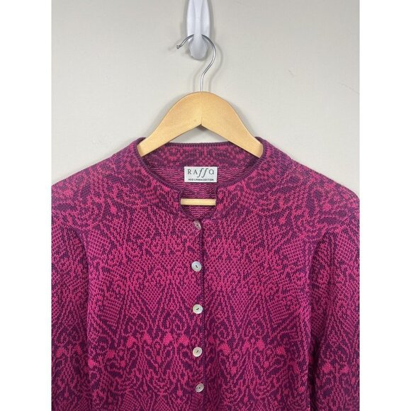Raffa Womens Cardigan Sweater Size Small 100% Alpaca  Peruvian Pink Art To Wear - Picture 2 of 9